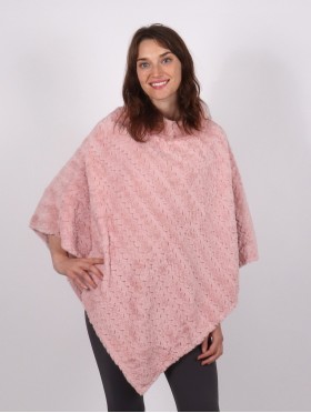 Soft Faux Fur Poncho W/ Weave Pattern 